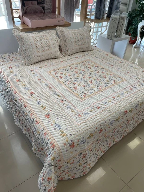 Çift Kişilik Battal Boy Yatak Örtüsü Takımı Silvia