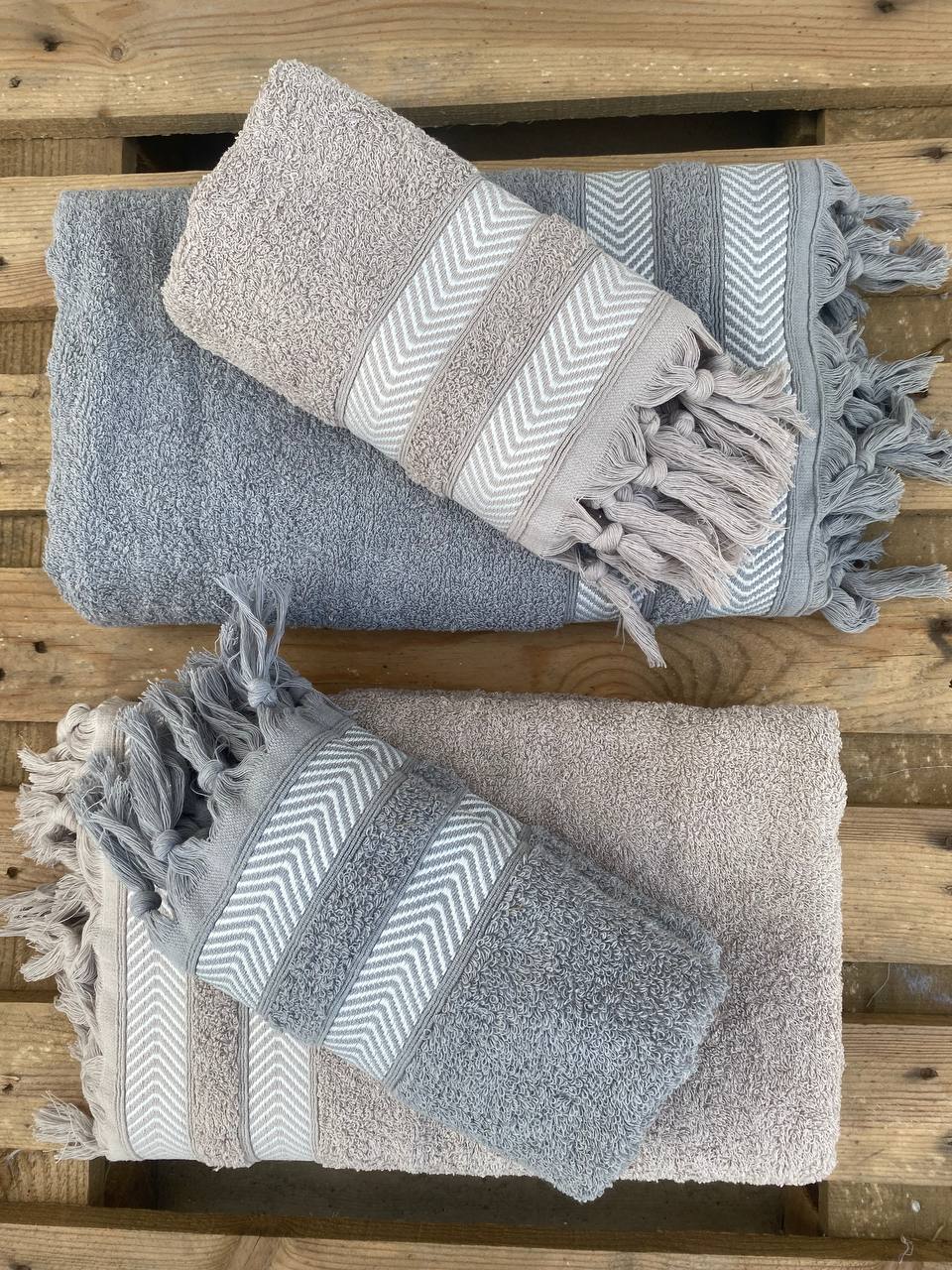 %100 Pamuk 4 Parça Battal Boy Hamam Seti ( 2 Adet 90*150 cm-2 Adet 50*90 cm)