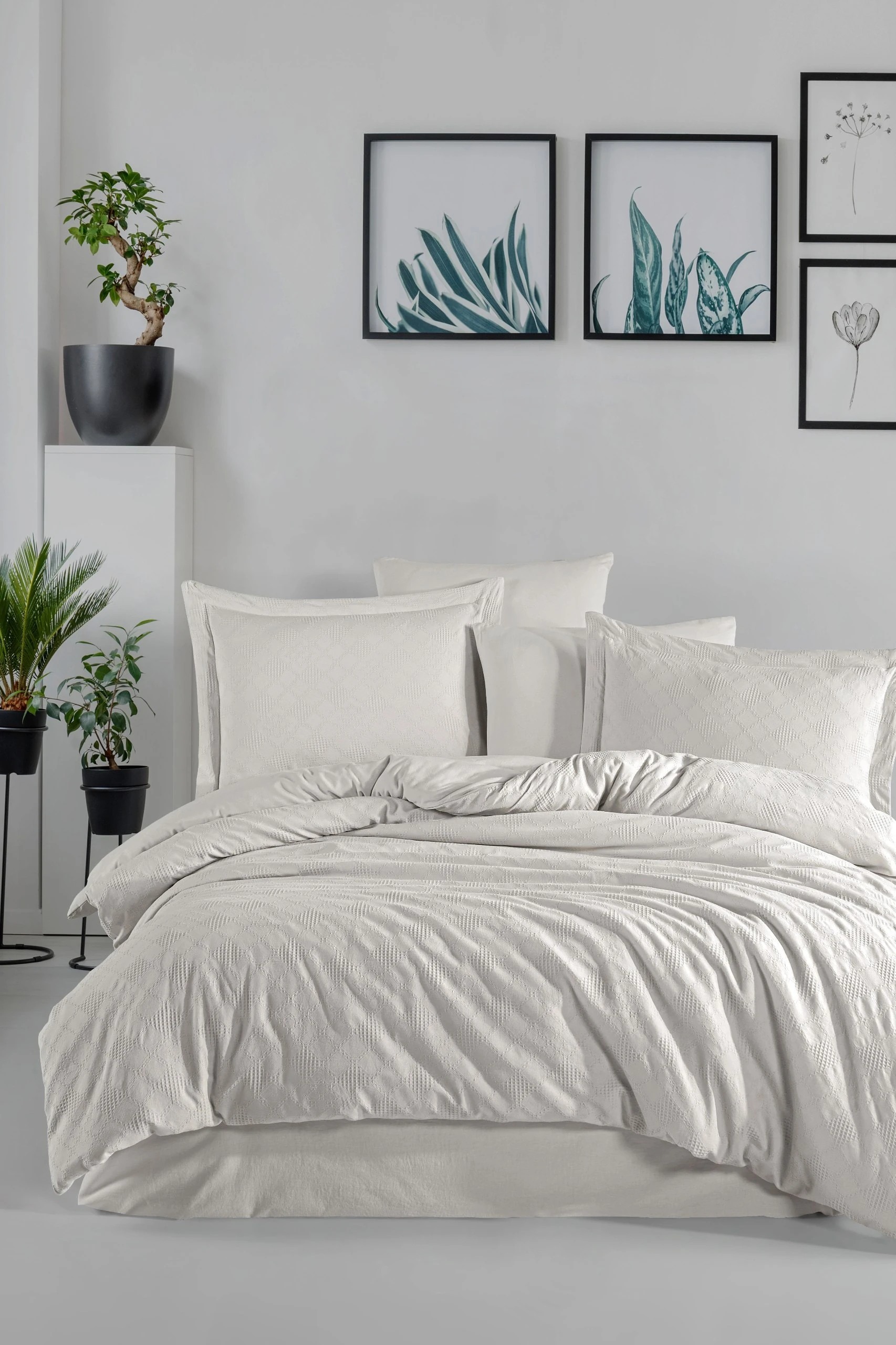 Çift Kişilik Premium Jakarlı Çeyizlik Nevresim Takımı - Taş