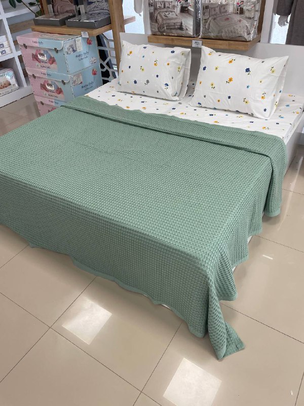 Çift Kişilik Battal Boy Havuzlu % 100 Pamuklu Pike Takımı - YEŞİL