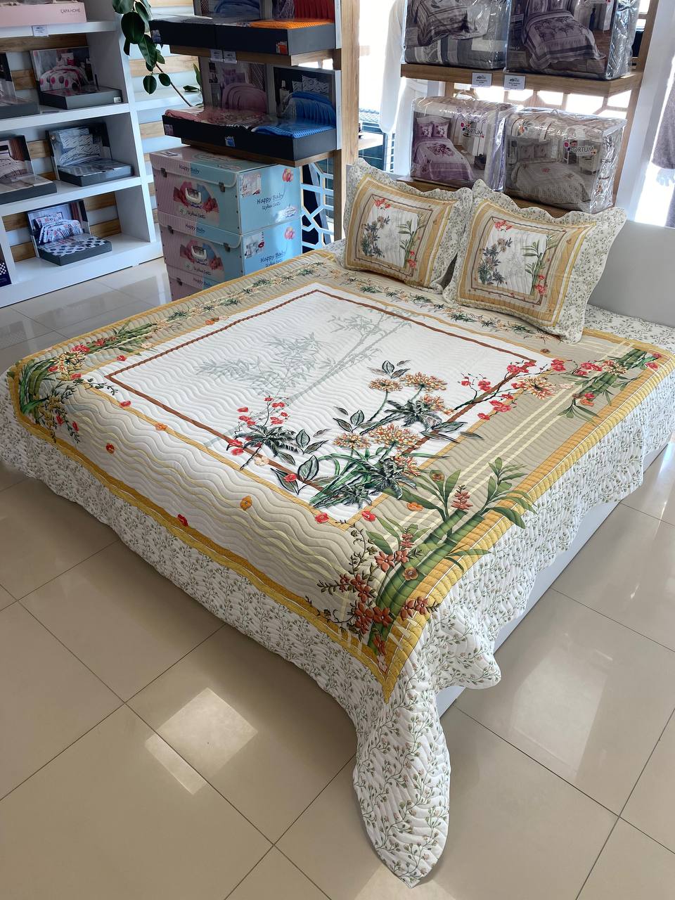 Çift Kişilik Battal Boy  Yatak Örtüsü Takımı Bamboo