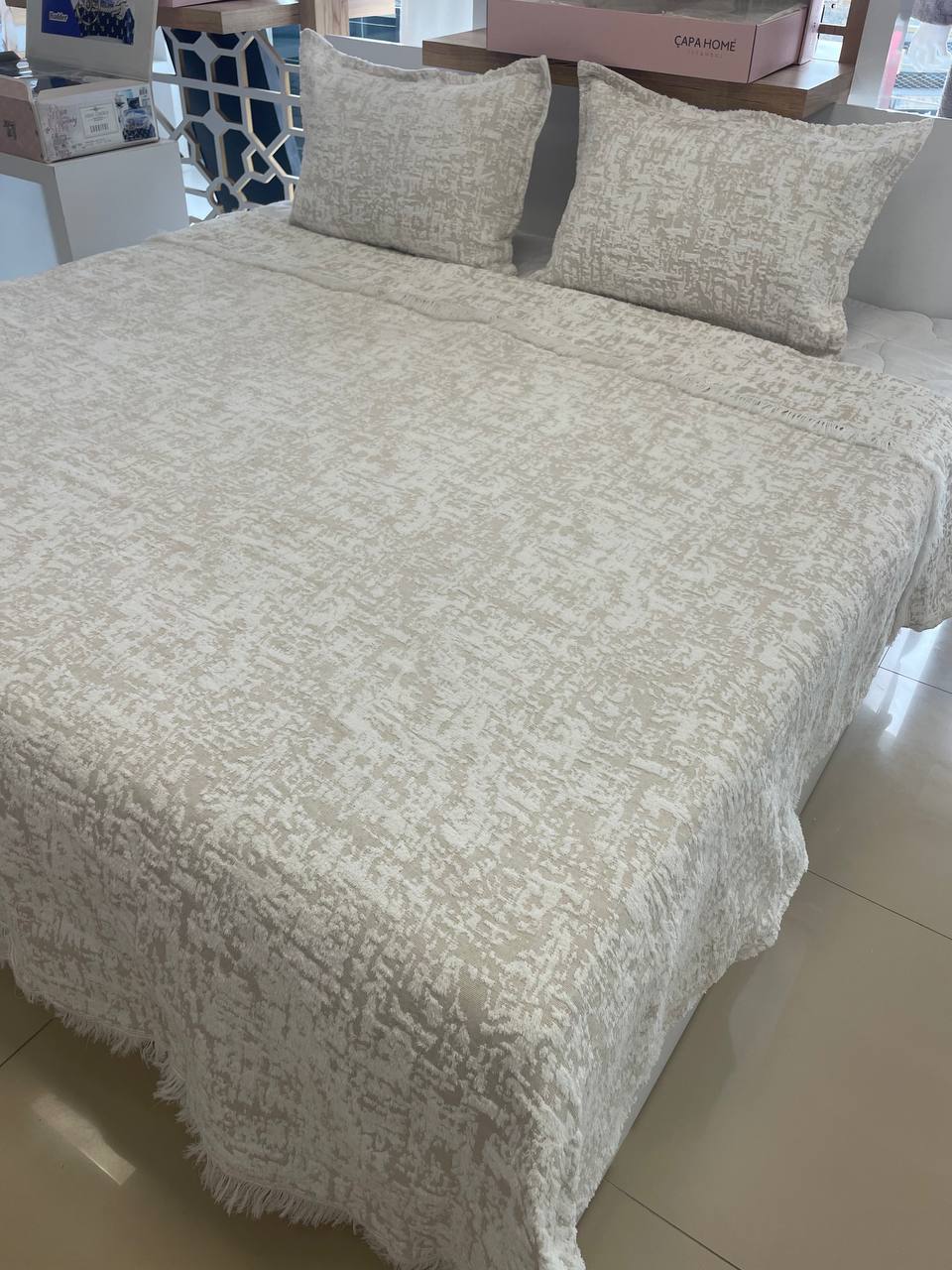 Soft Çift Kişilik Battaniye & Yatak Örtüsü Takımı - KREM