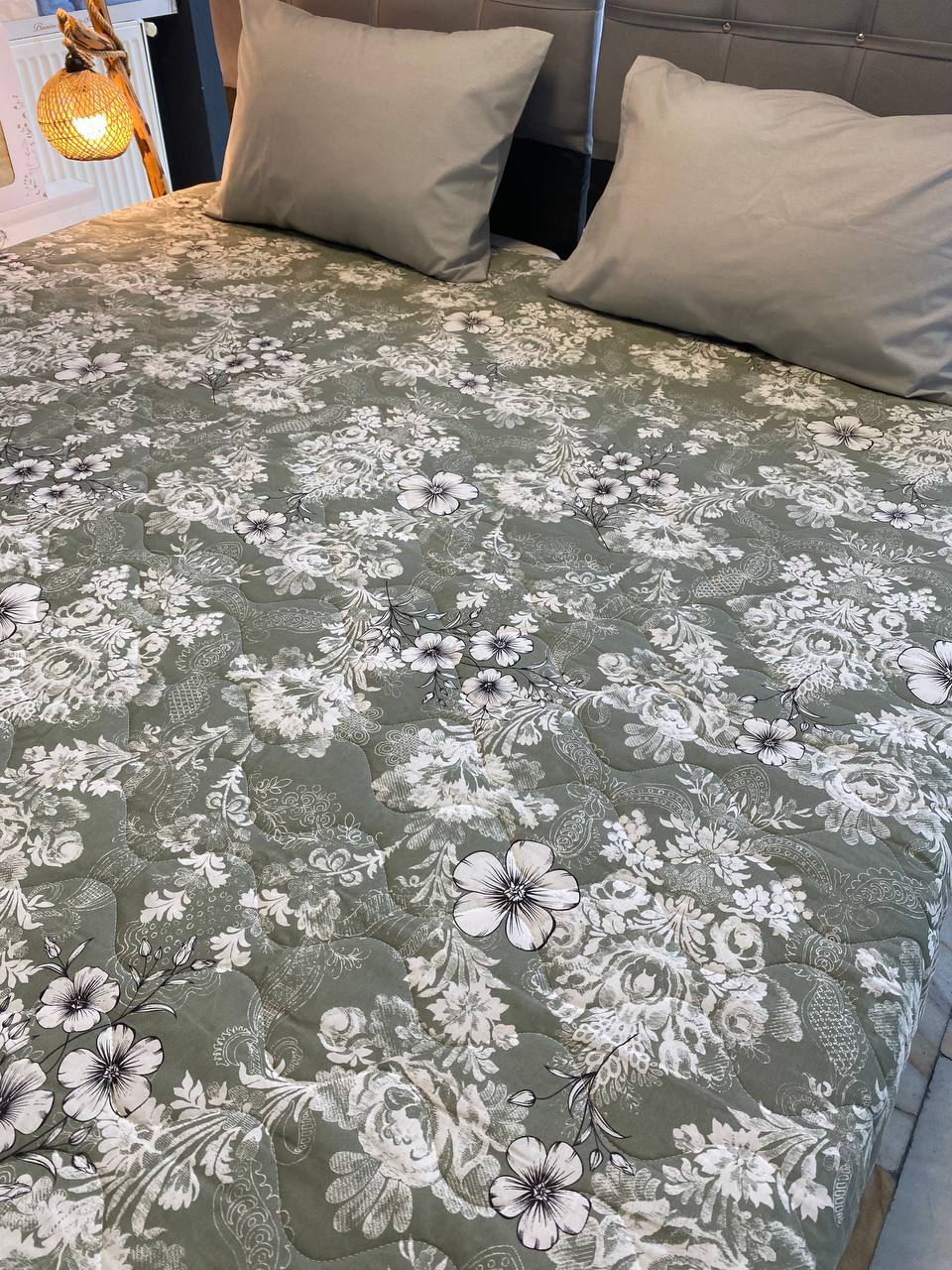 Çift Kişilik Kapitonelİ Pamuklu Yatak Örtüsü Takımı