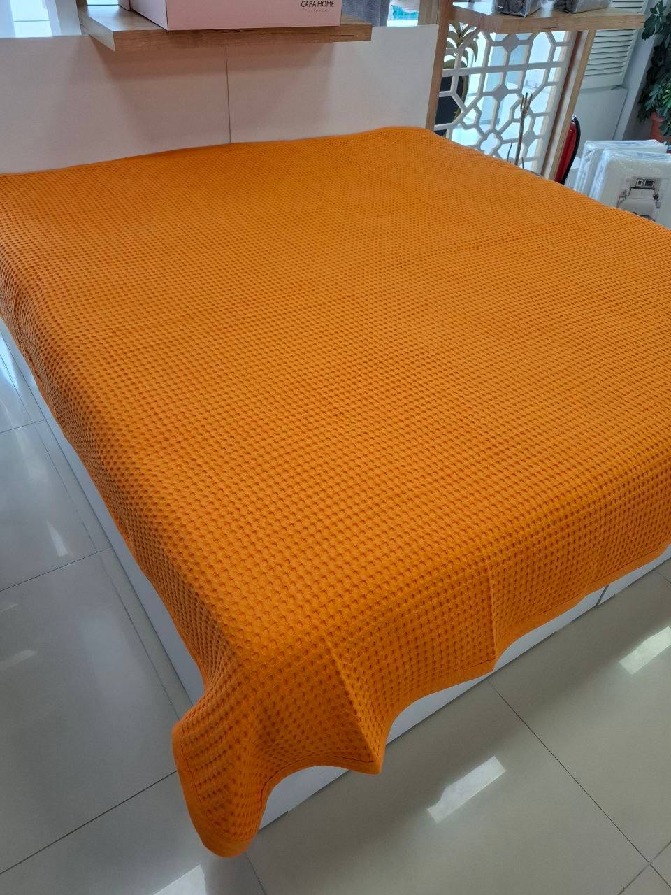 Çift Kişilik Battal Boy Pamuk Havuzlu Tek Pike - TURUNCU