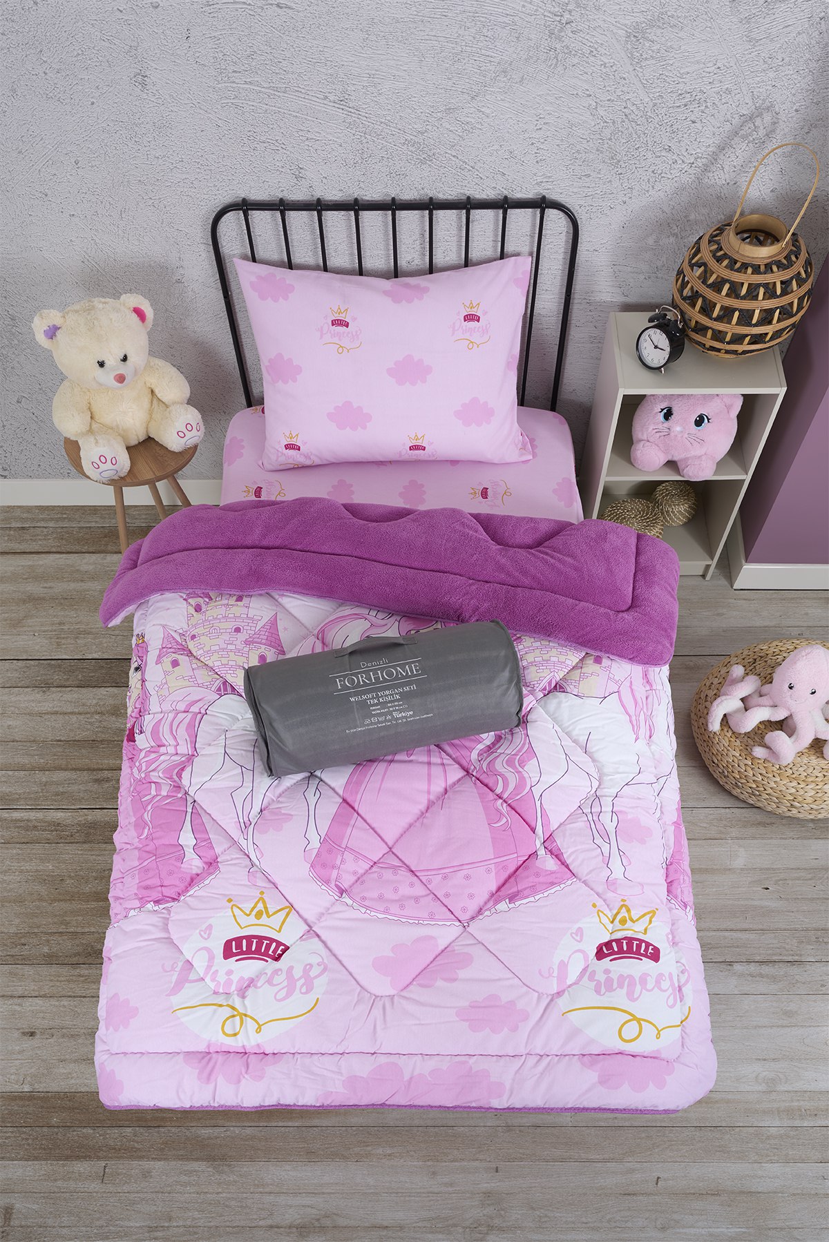 Tek Kişilik Yorgan Çift Taraflı Lüx Welsoft  Elit Yorgan Pofuduk Yumuşak Yorgan ve Yastık Kılıfı - PRENSES MÜRDÜM