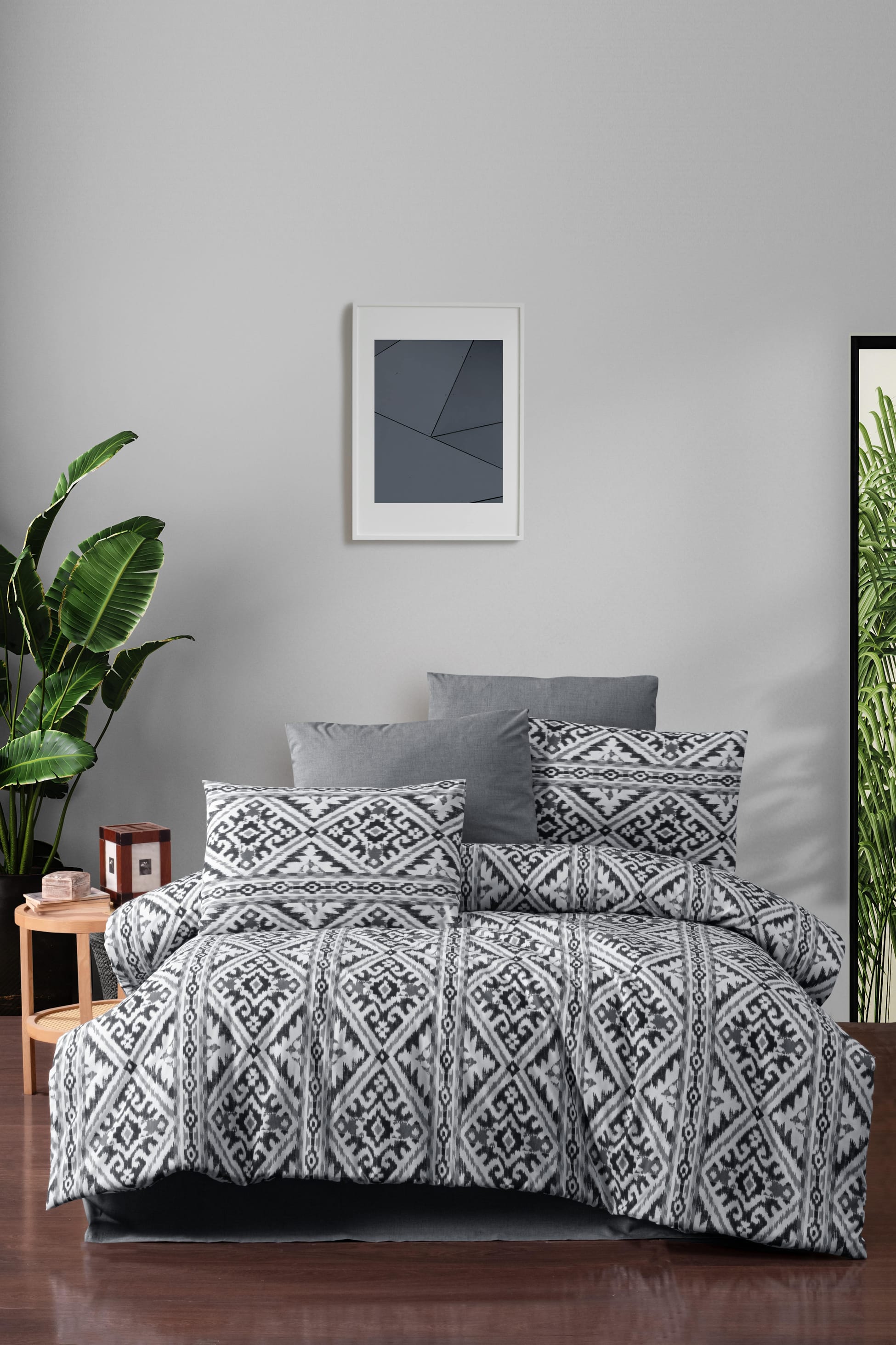 Nevresim Takımı Çift Kişilik Pamuklu Ranforce - RUG GRİ