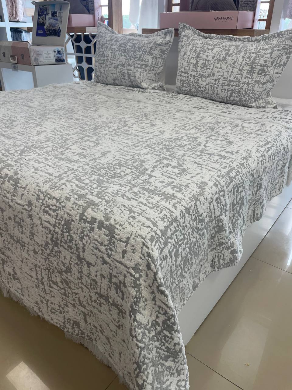 Soft Çift Kişilik Battaniye & Yatak Örtüsü Takımı - GRİ