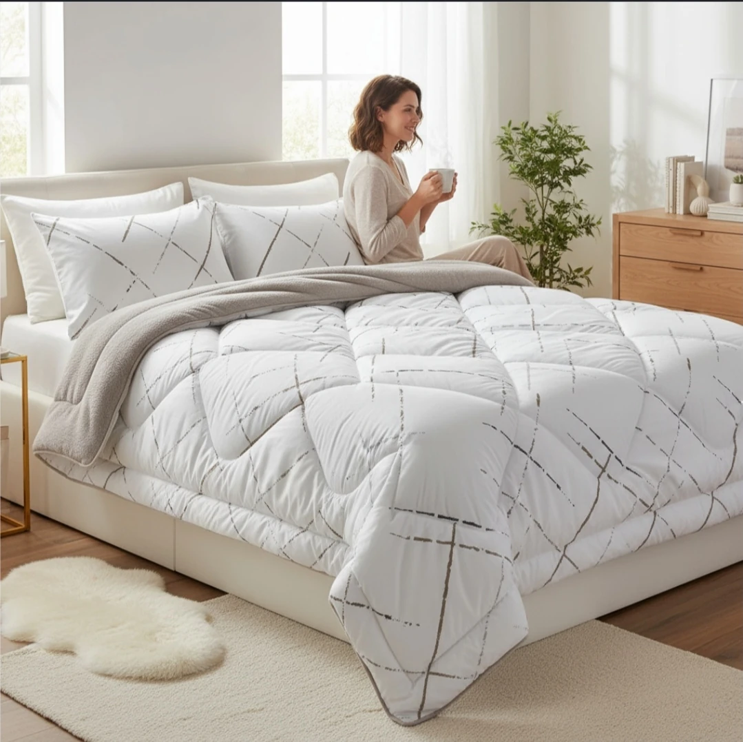 Battal Boy Çift Taraflı Lüx Wellsoft Uyku Seti YANSIMA BEJ