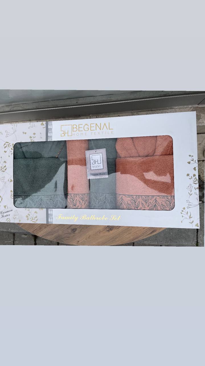 Pamuklu Jakarlı Carmen 6 Parca Aile Bornoz Setleri