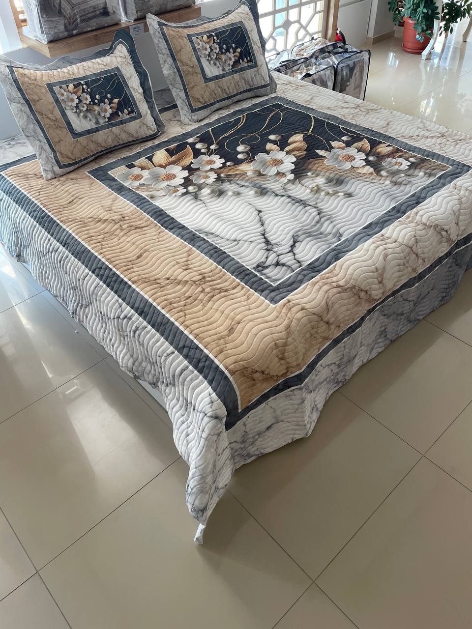 Çift Kişilik Battal Boy  Yatak Örtüsü Takımı Sahra