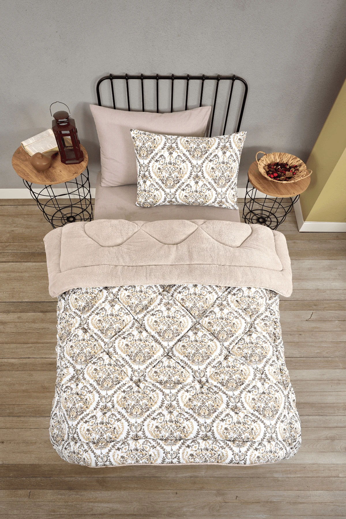 Tek Kişilik Uyku Seti Çift Taraflı Wellsoft Pofuduk Polar Yorgan Yastık Kılıfı ve 100x200 Lastikli Çarşaf