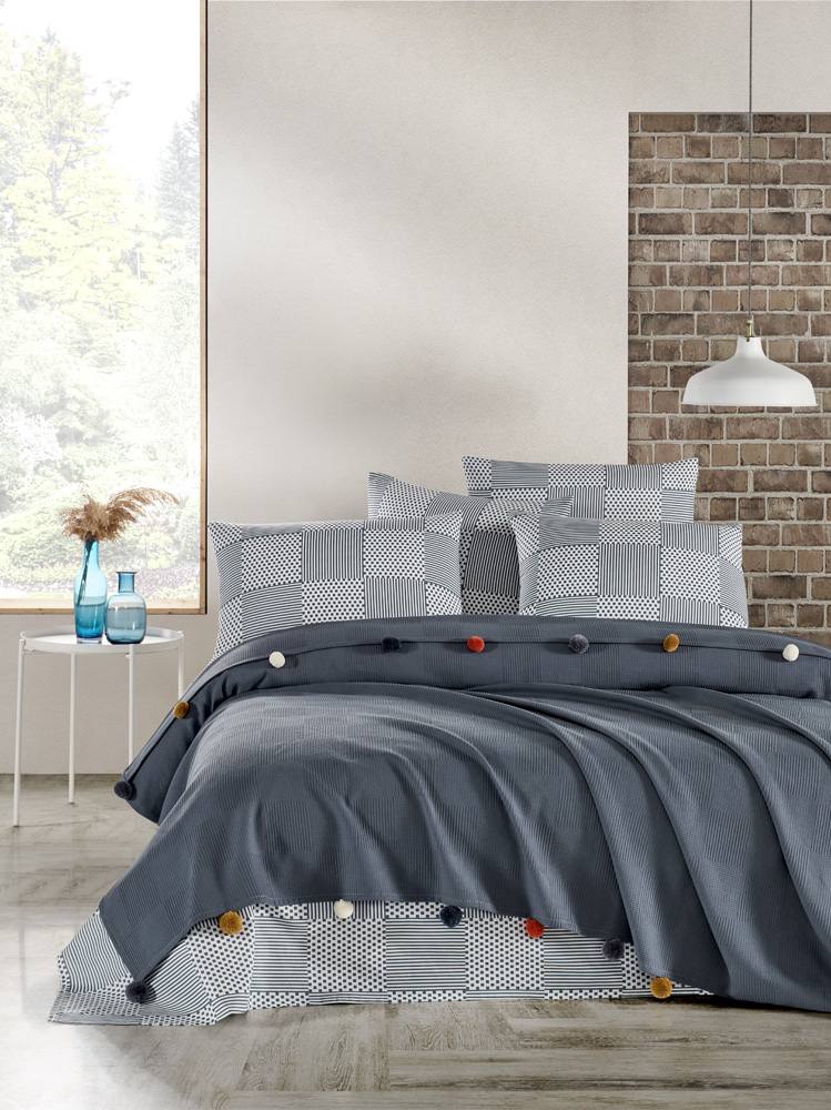 Tek Kişilik Ponponlu Pike Takımı