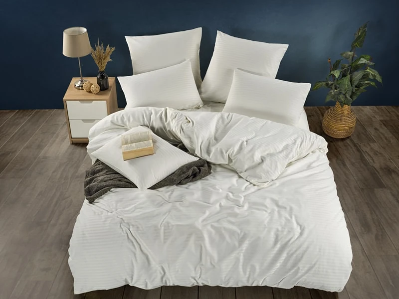 Çift Kişilik Pamuk Saten Nevresim Takımı Krem