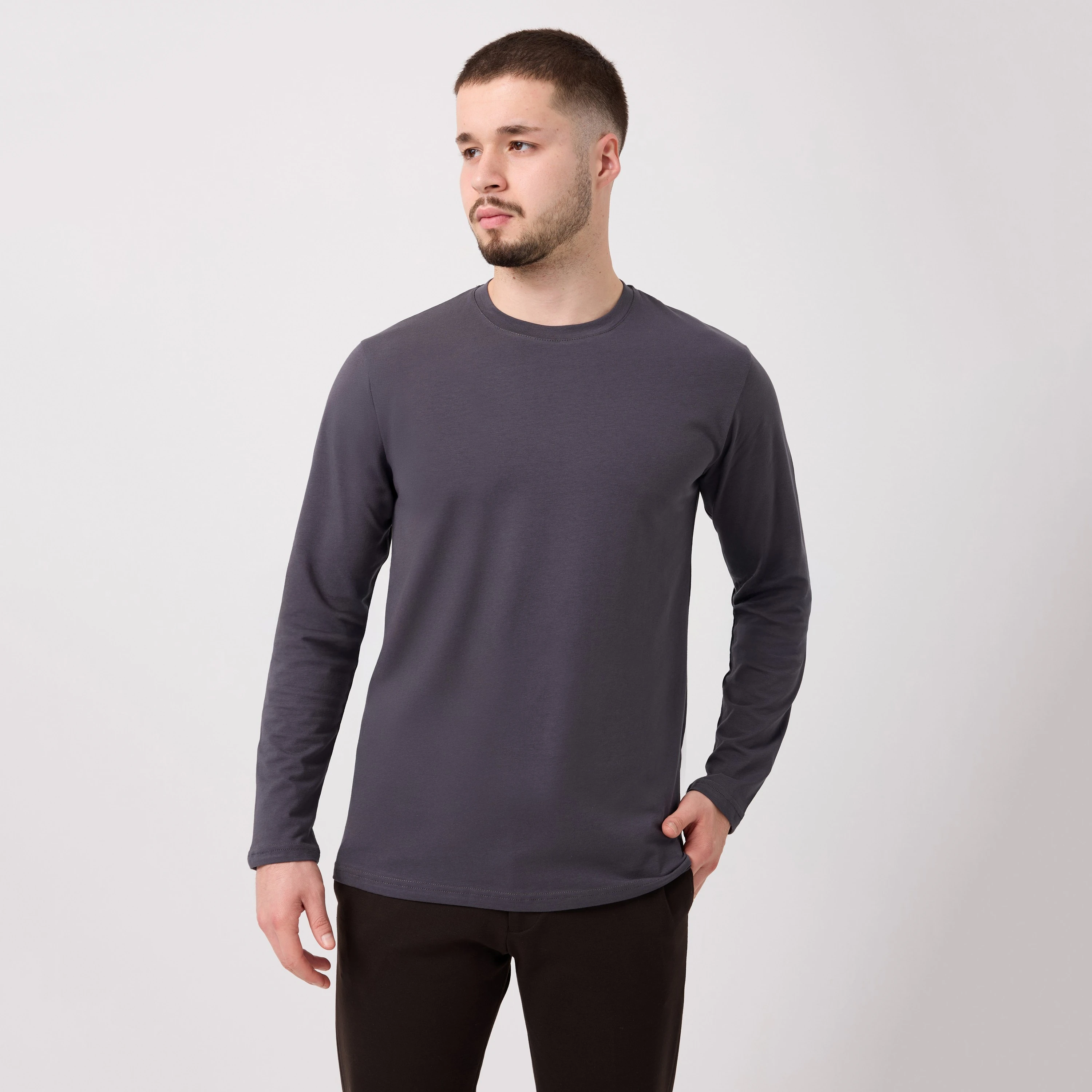 Premium Uzun Kollu T-Shirt - Antrasit