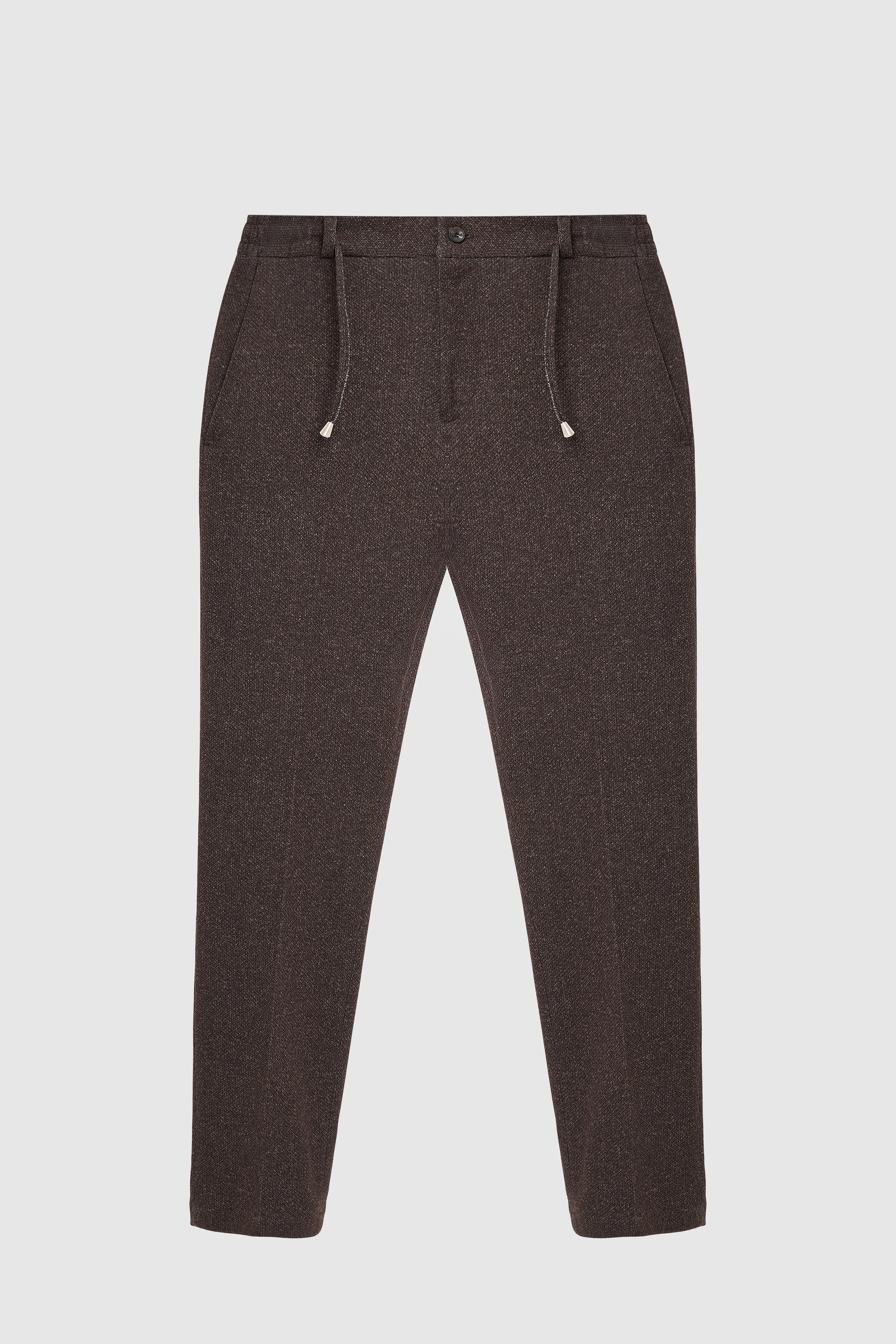 Jogger Doku Desenli Slim Fit Pantolon - Kahverengi