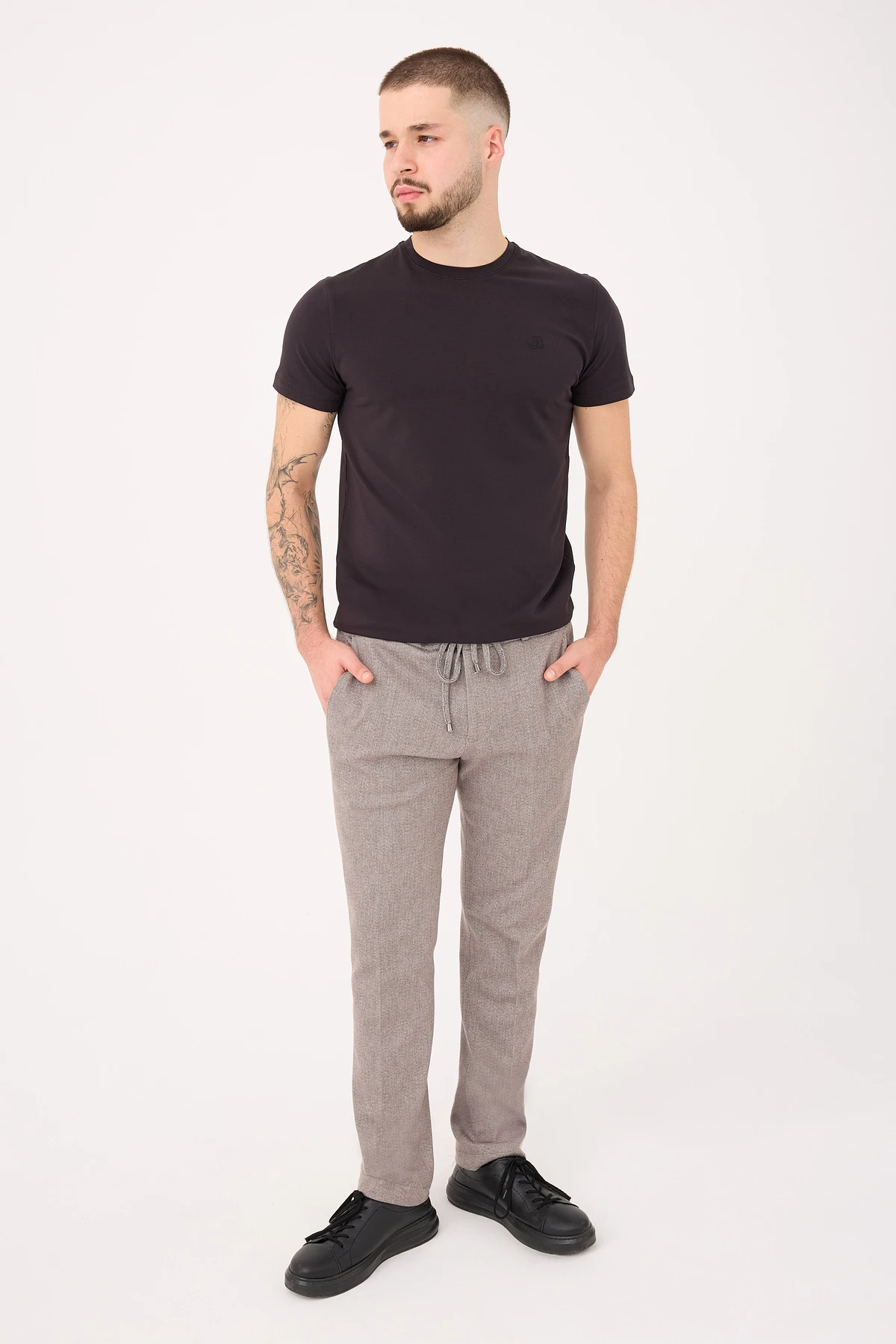 Jogger Doku Desenli Slim Fit Pantolon