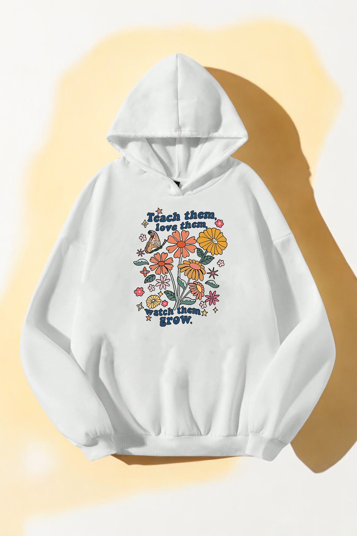 Flowers Baskılı Oversize Sweatshirt