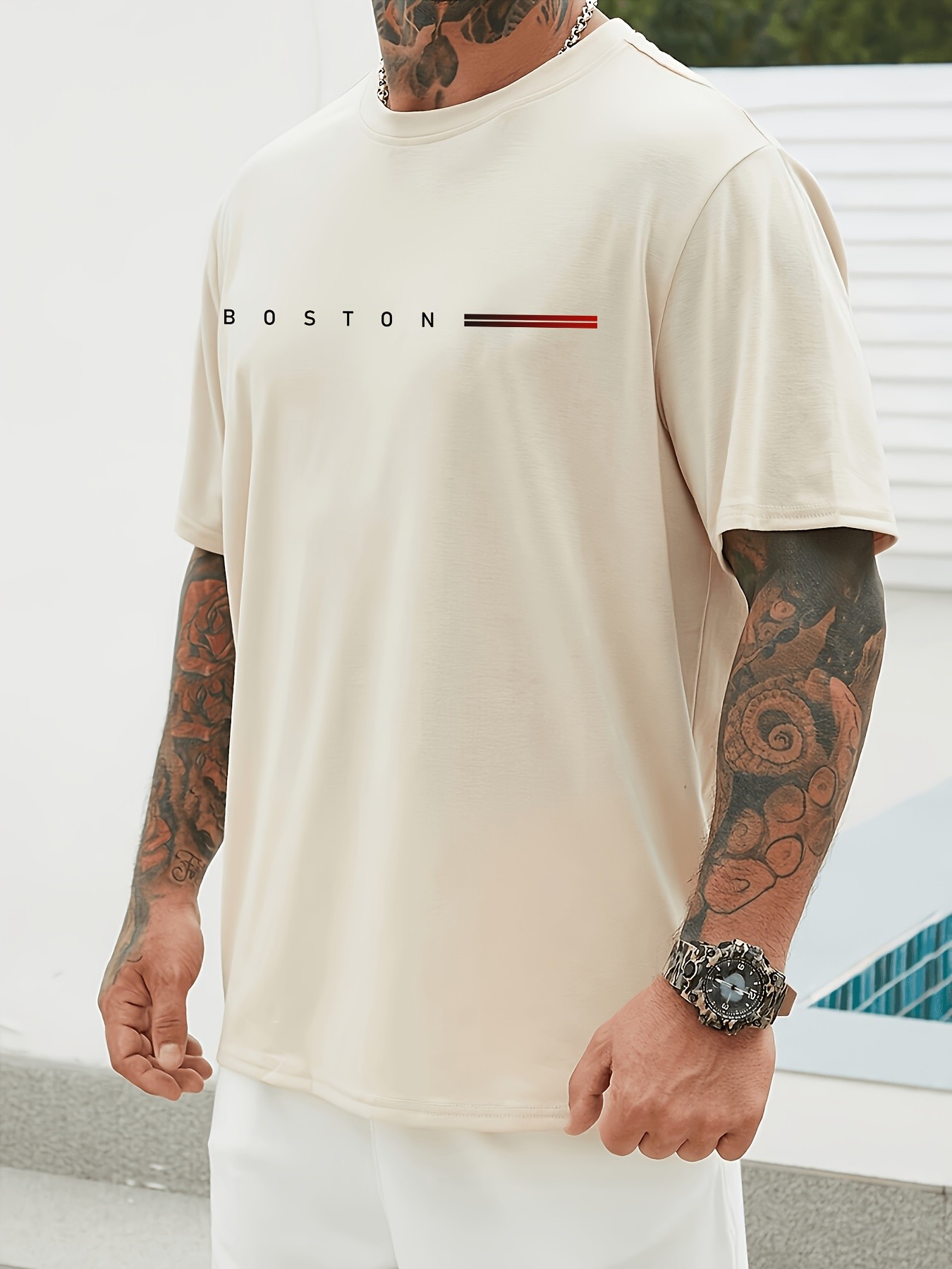 Unisex Boston Tasarım Basklı Tshirt