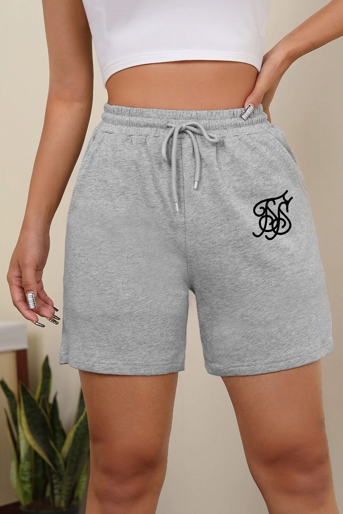 Tasarım Baskılı Pamuk Unisex Penye Short