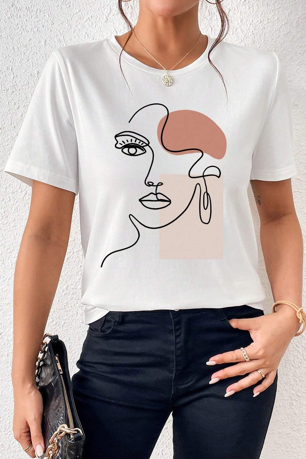 Unisex Make Up Siluet Baskılı Tasarım Tshirt