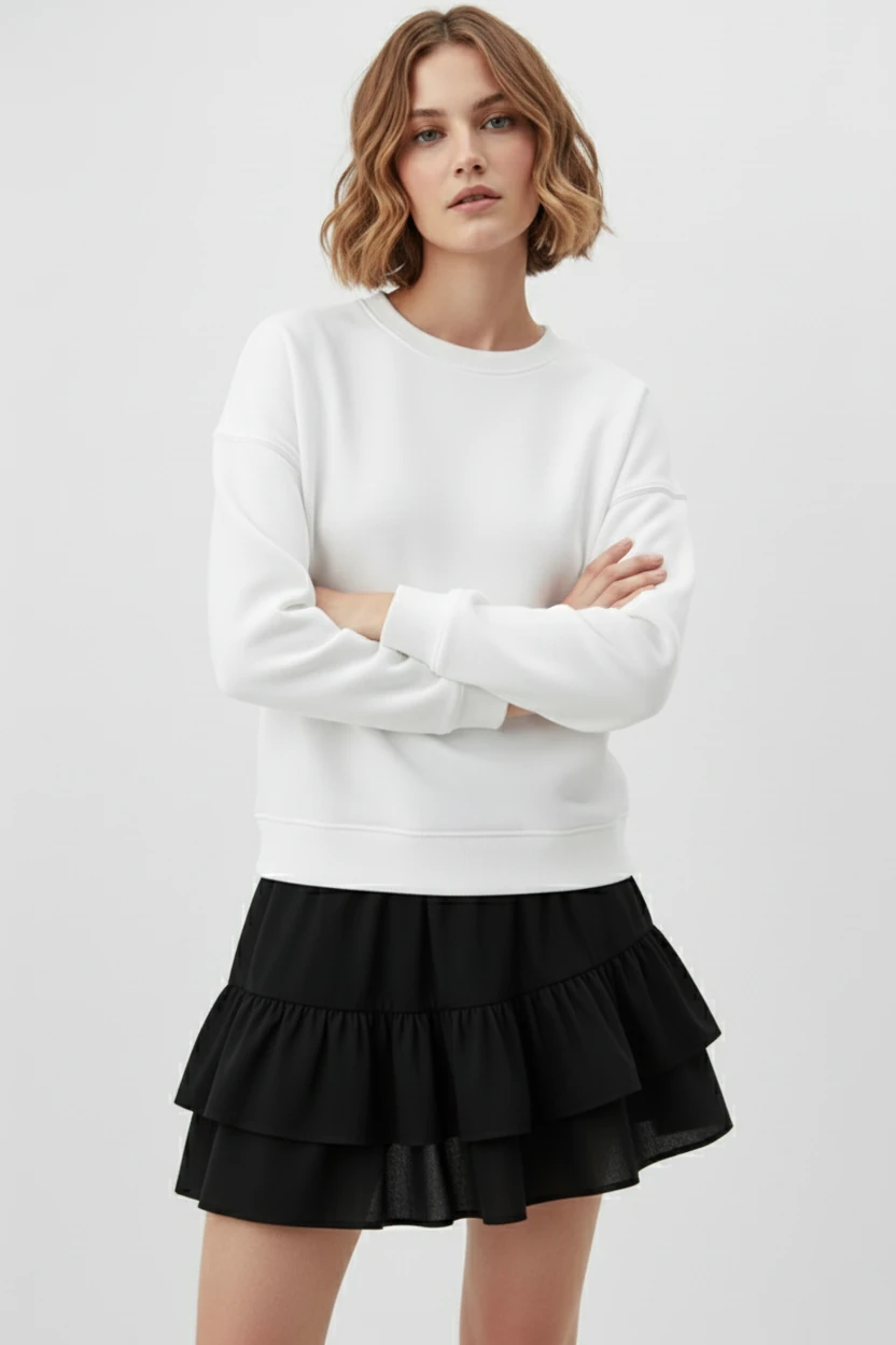 Unisex Yumuşak Dokulu Düz 3 İplik Oversize Sıfır Yaka Sweatshirt – Sade ve Modern Görünüm