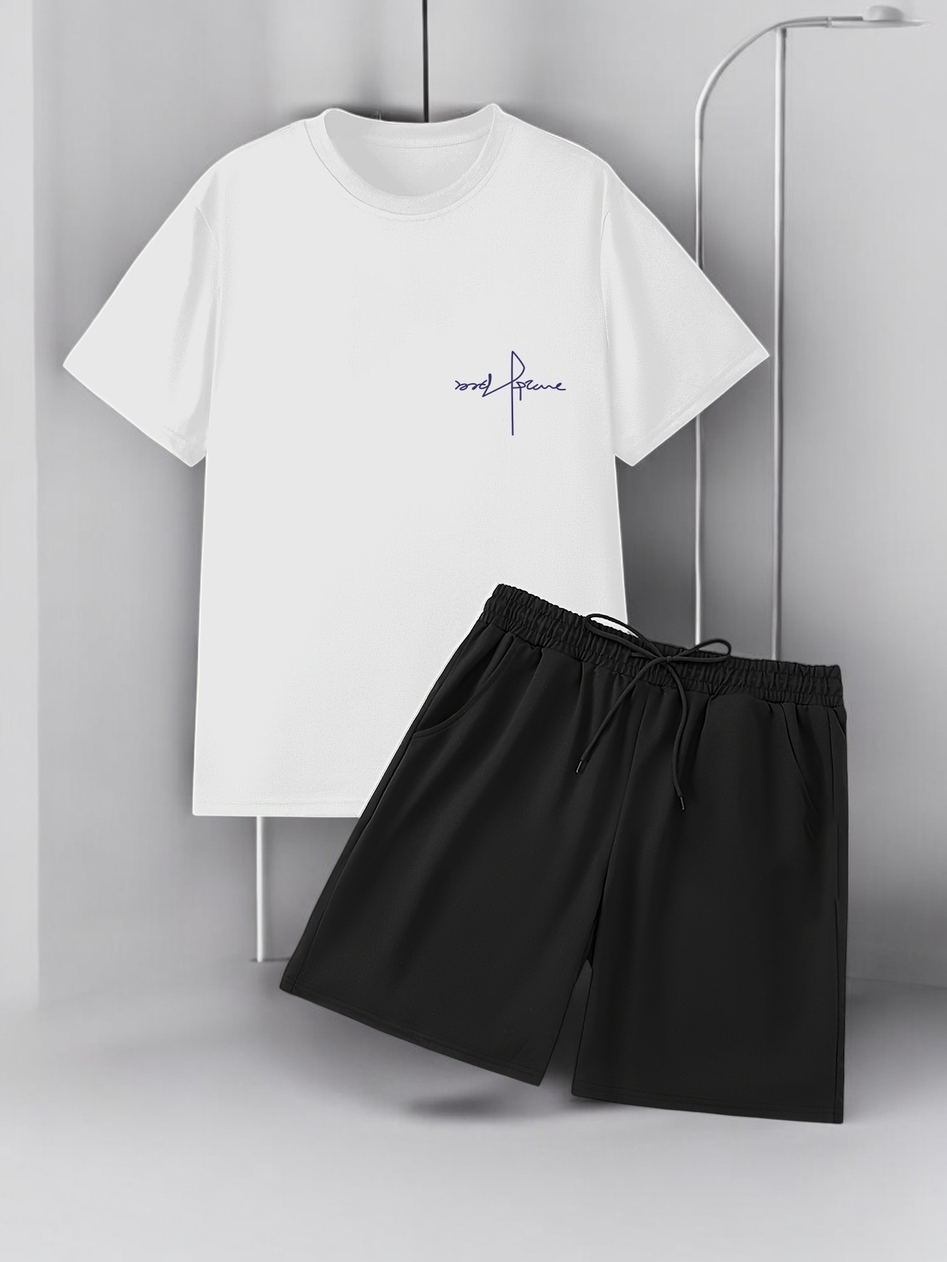 Unisex Cep İmza Tasarım Basklı Tshirt Şort Takımı