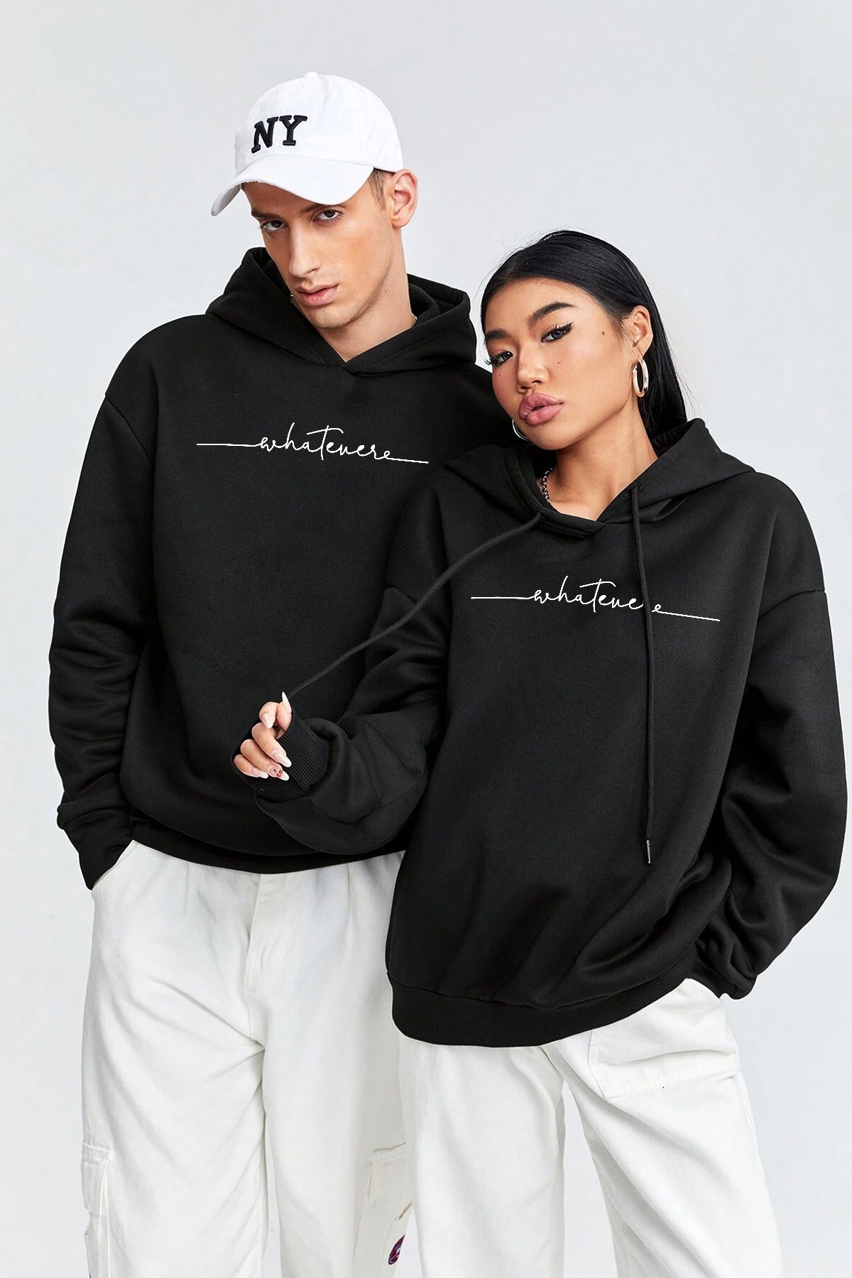 Whatever Baskılı Oversize Sweatshirt