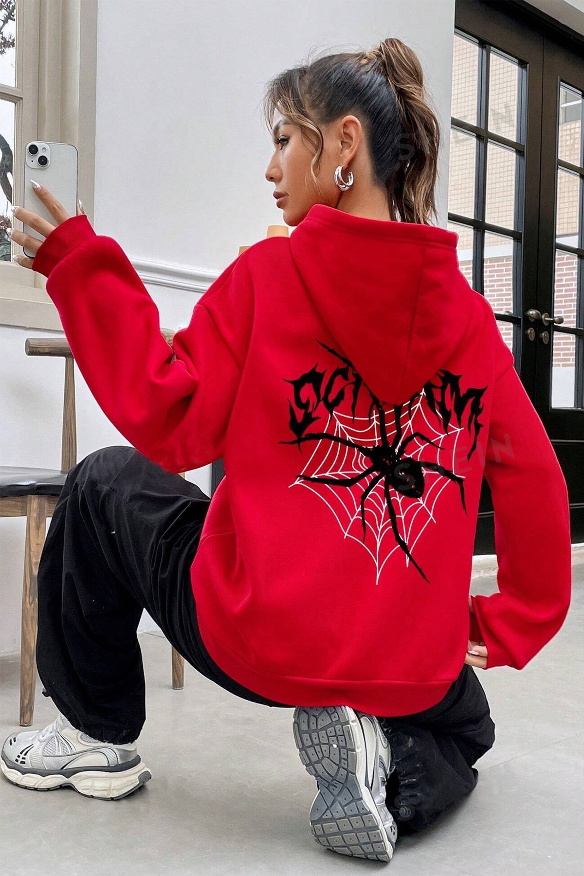 Scream Baskılı Oversize Sweatshirt