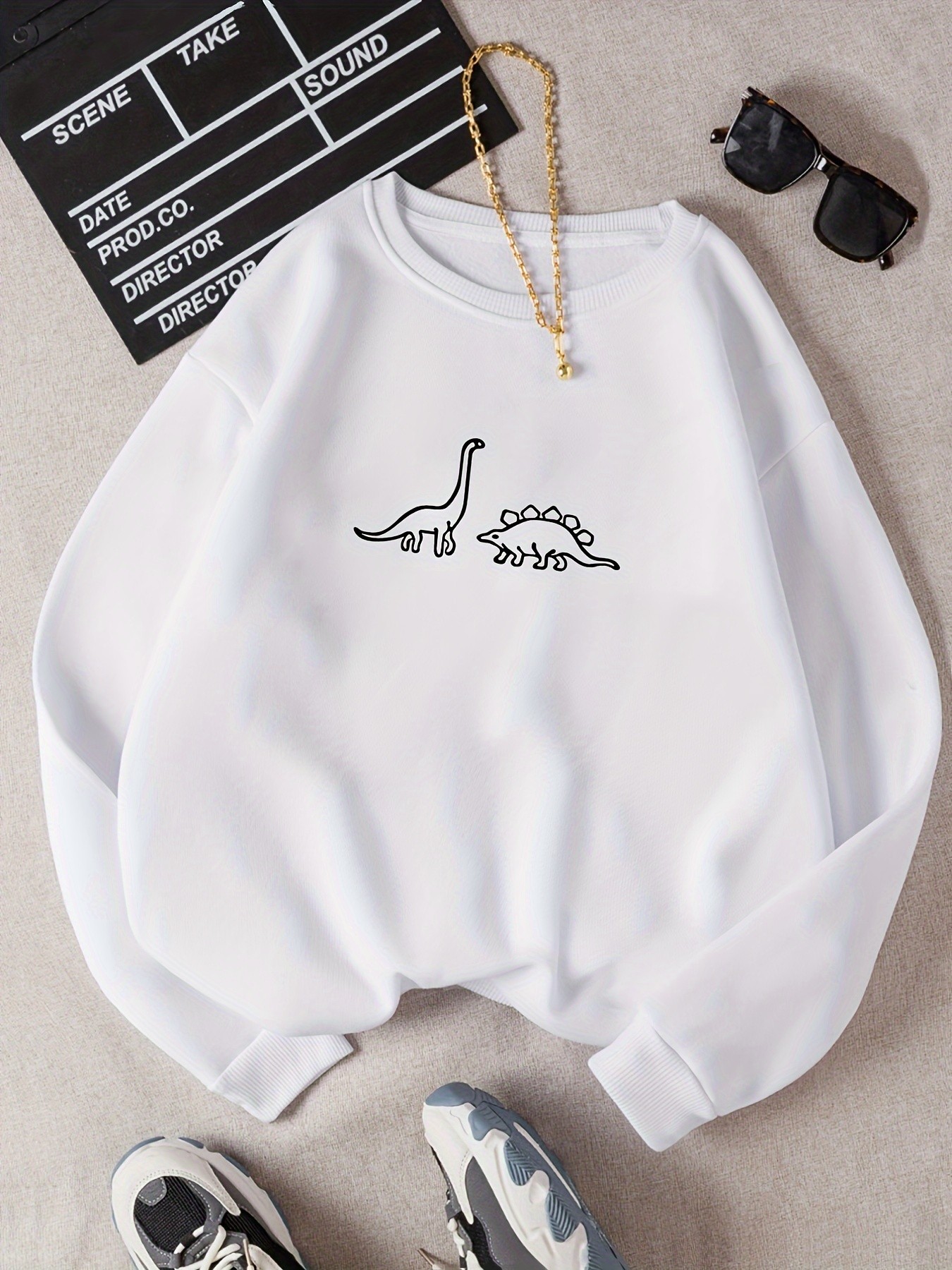 Unisex Dinazor Baskılı Oversize Sweatshirt