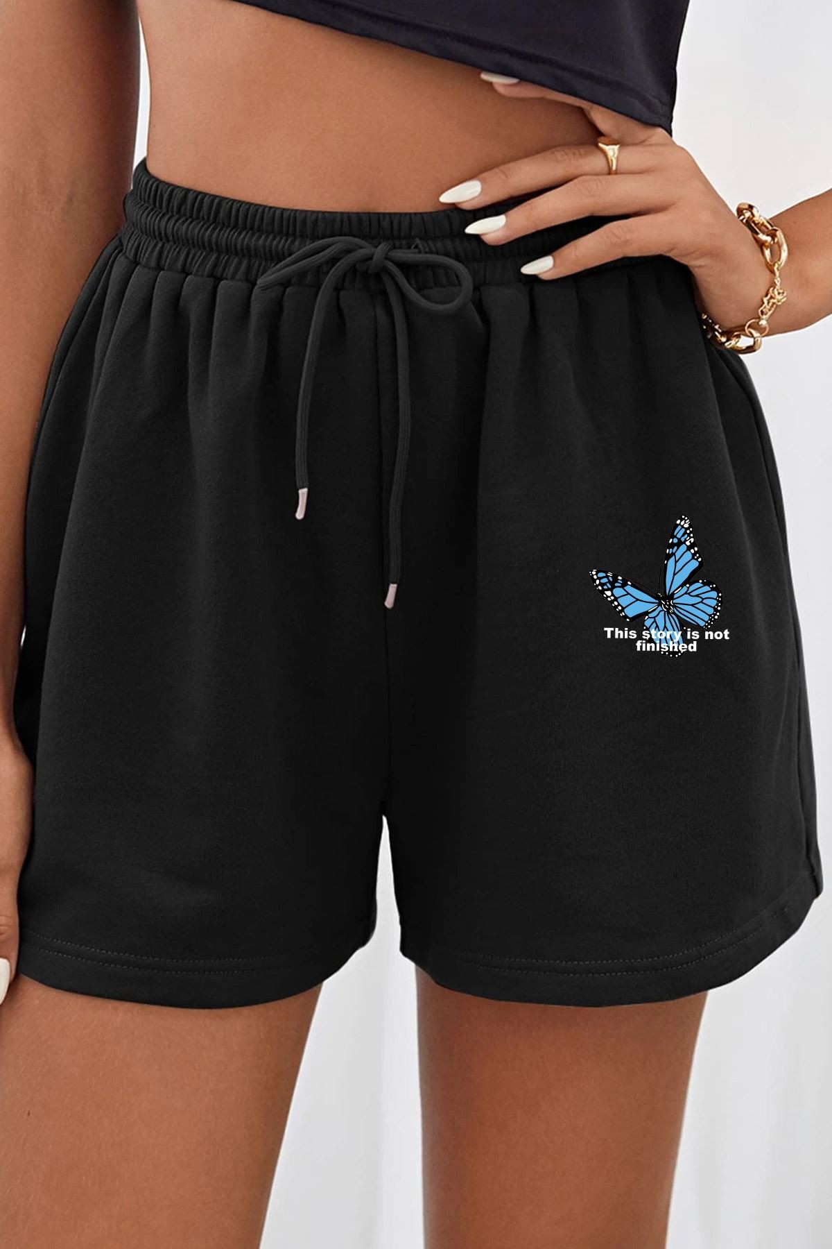 Tasarım Baskılı Pamuk Unisex Penye Short