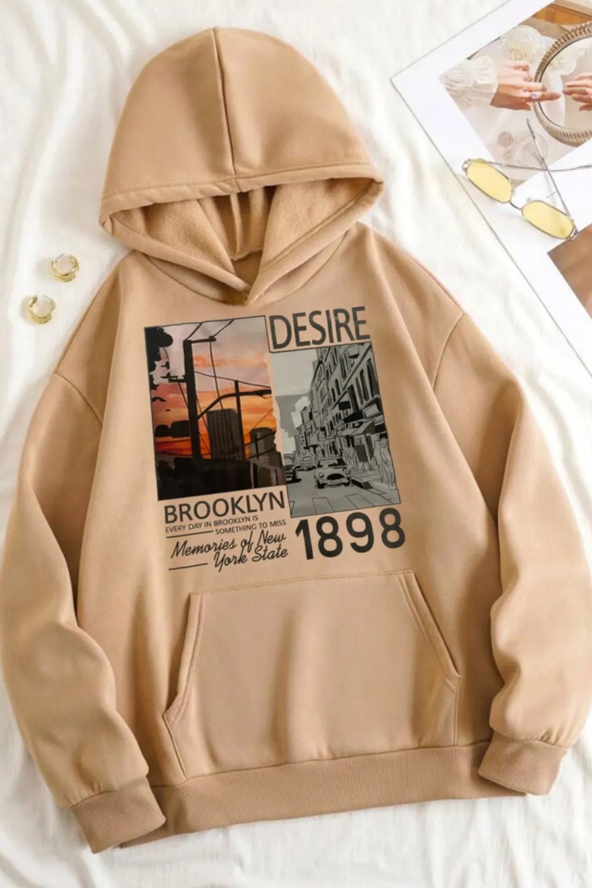 Unisex Desire Brooklyn Baskılı Oversize Sweatshirt