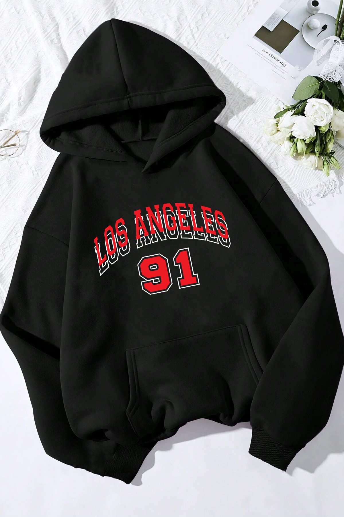 Los Angles Baskılı Oversize Sweatshirt