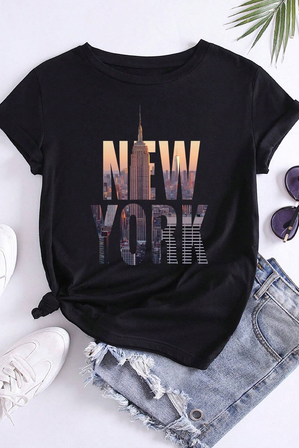 Unisex New York Baskılı Oversize Tshirt