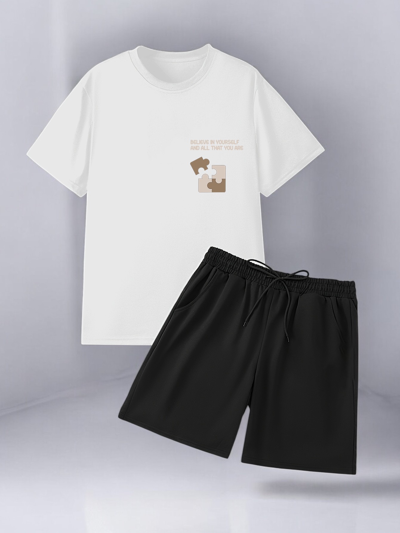Unisex Yap Boz Tasarım Basklı Tshirt Şort Takımı