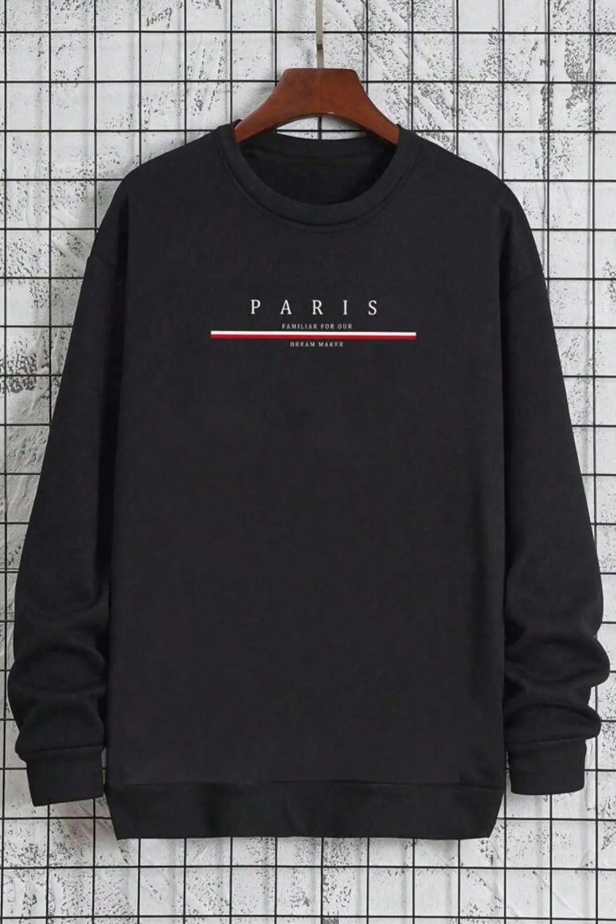 Paris Baskılı Pamuklu Oversize Sweatshirt