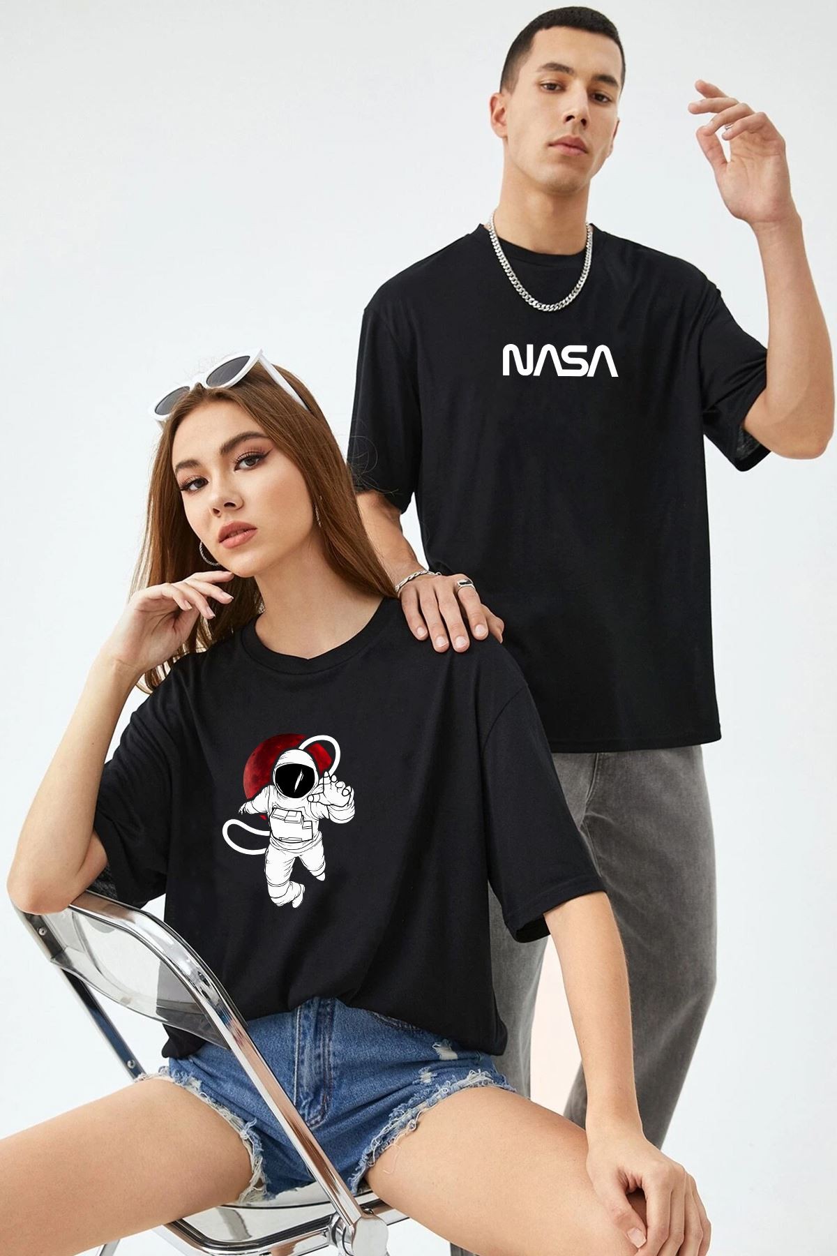 Sevgili Tshirt Çift Kombini Nasa