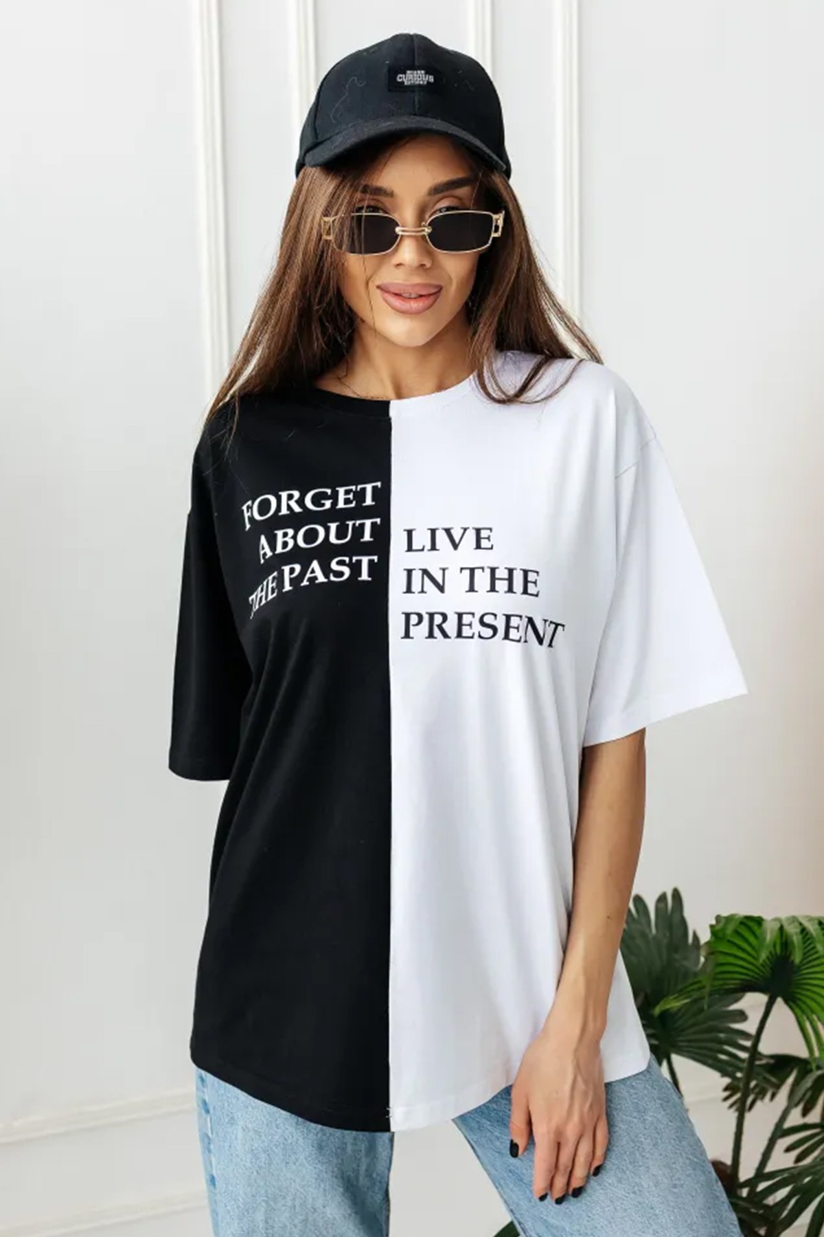 Unisex Forget Live Baskılı Oversize Tshirt