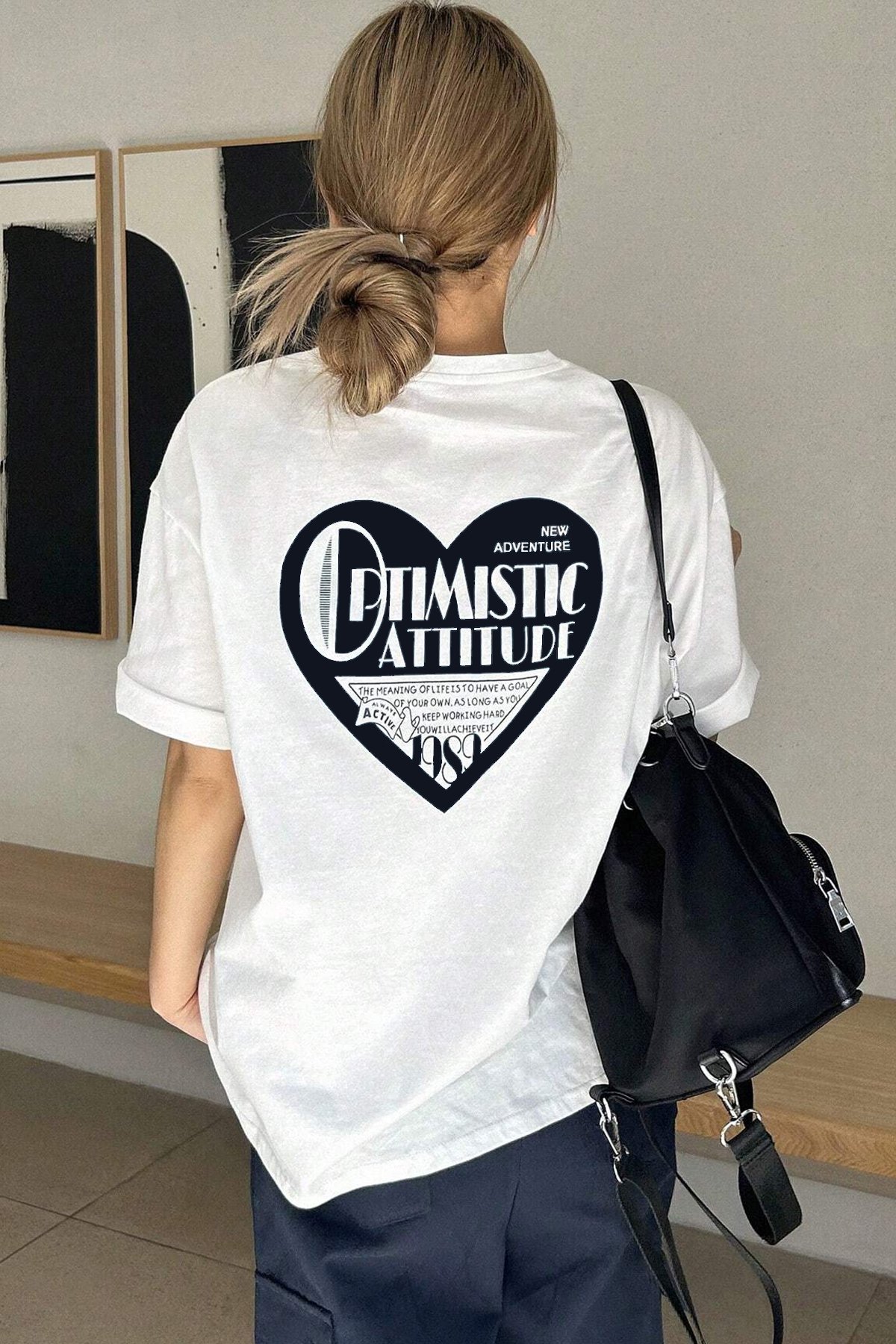 Unisex Optimistic Baskılı Tasarım Tshirt