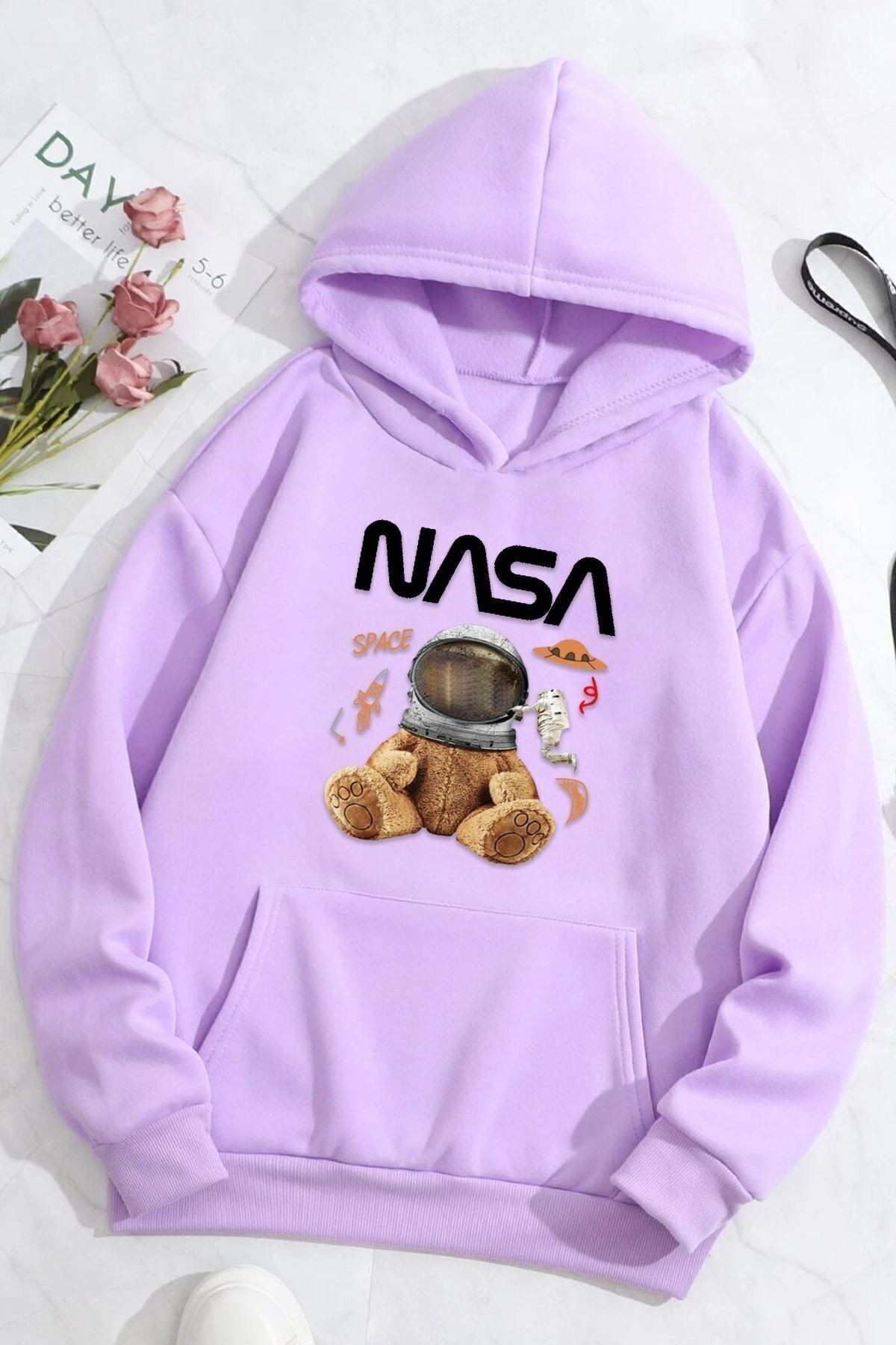 Nasa Bear Baskılı Sweatshirt