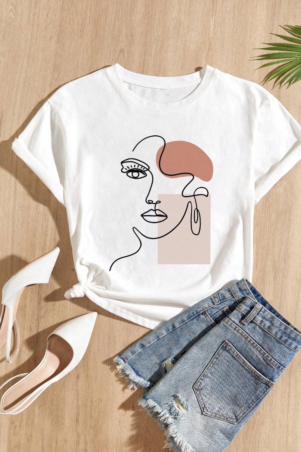 Unisex Make Up Siluet Baskılı Tasarım Tshirt