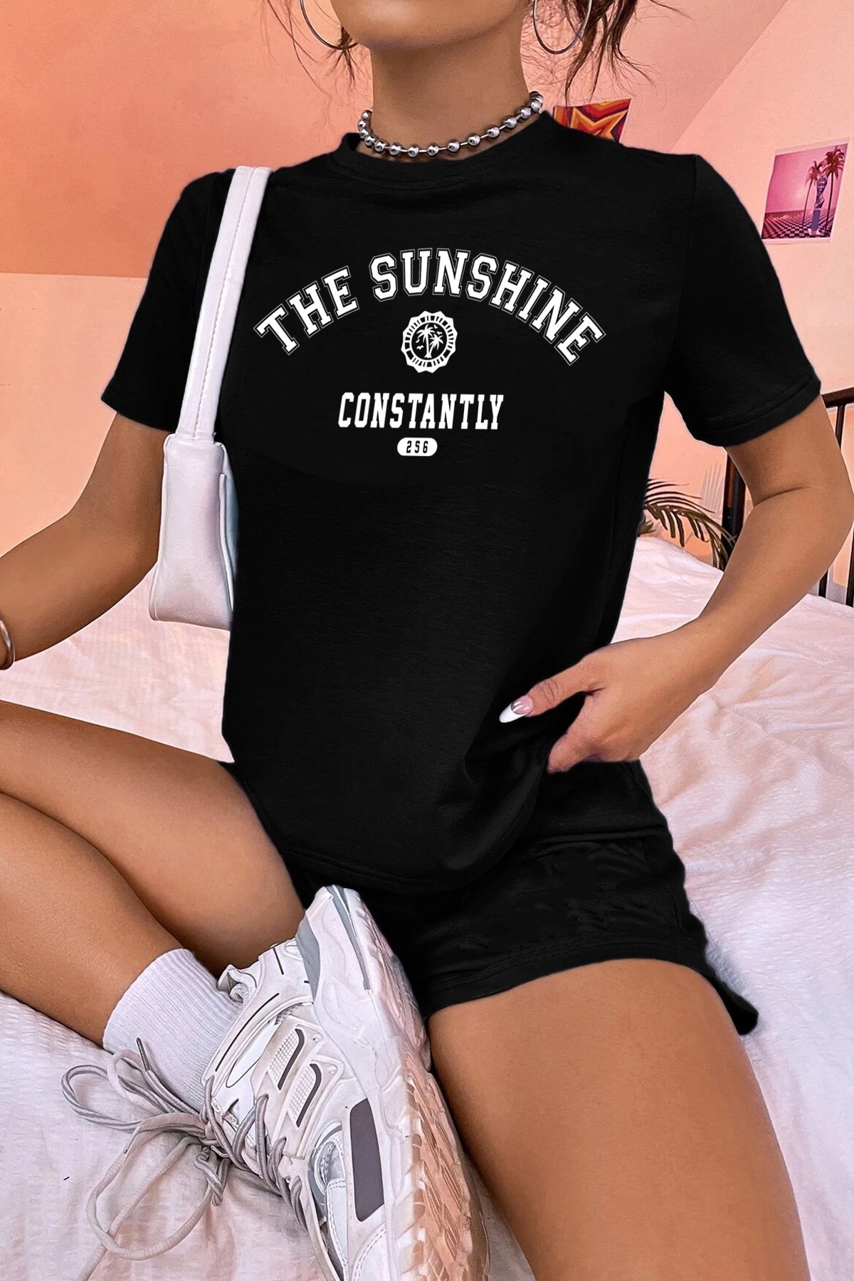 Unisex Sunshine Baskılı Şort Takım