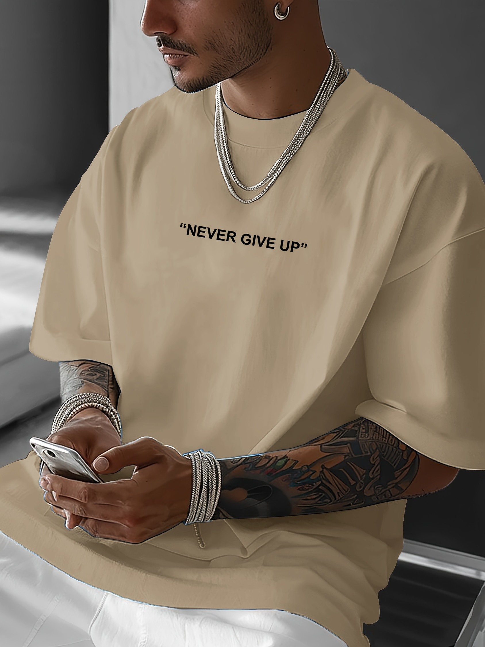 Unisex Asla Pes Etme Baskılı Tasarım Tshirt