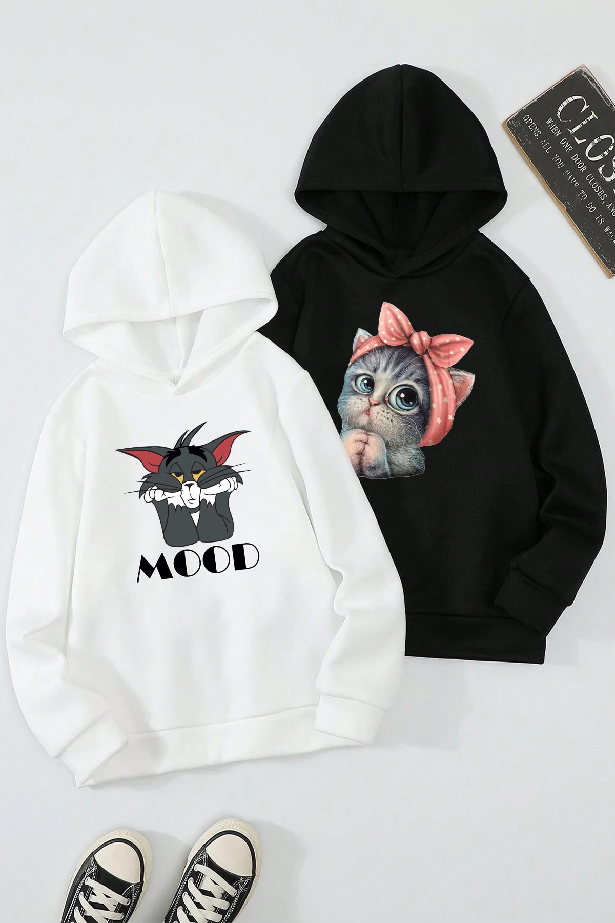 2'li Paket Baskılı Erkek - Kız Çocuk Rahat Kalıp Sweatshirt