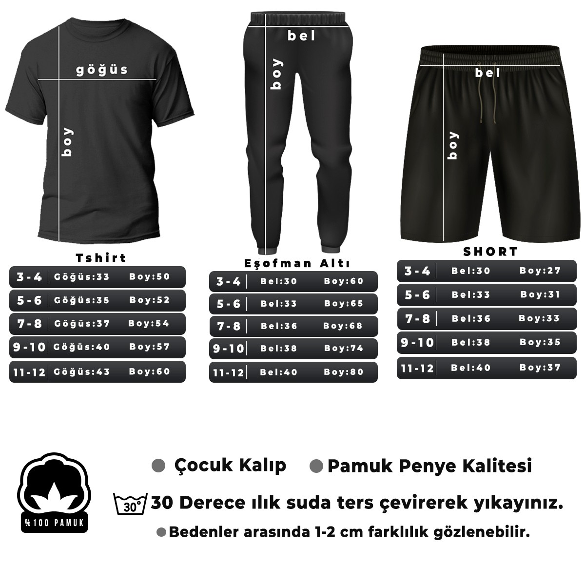 Çocuk Atatürk Tasarım Basklı Tshirt Eşofman Takımı