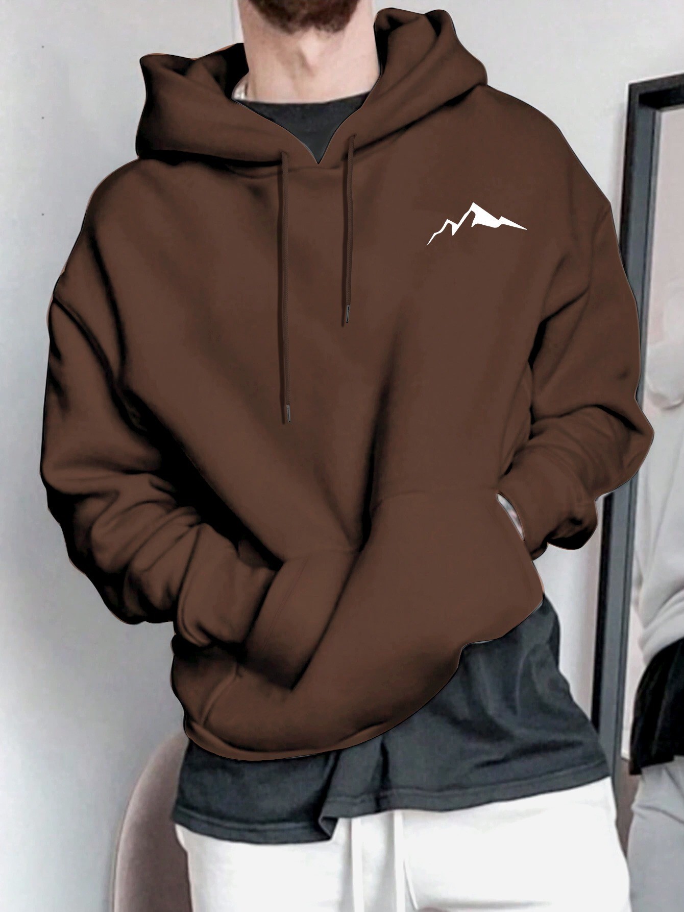 Unisex Minimal Dag Baskılı Oversize Sweatshirt