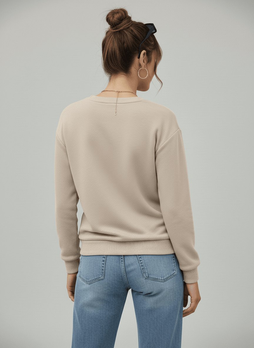 Unisex Classical Baskılı Oversize Bisiklet Yaka Sweatshirt