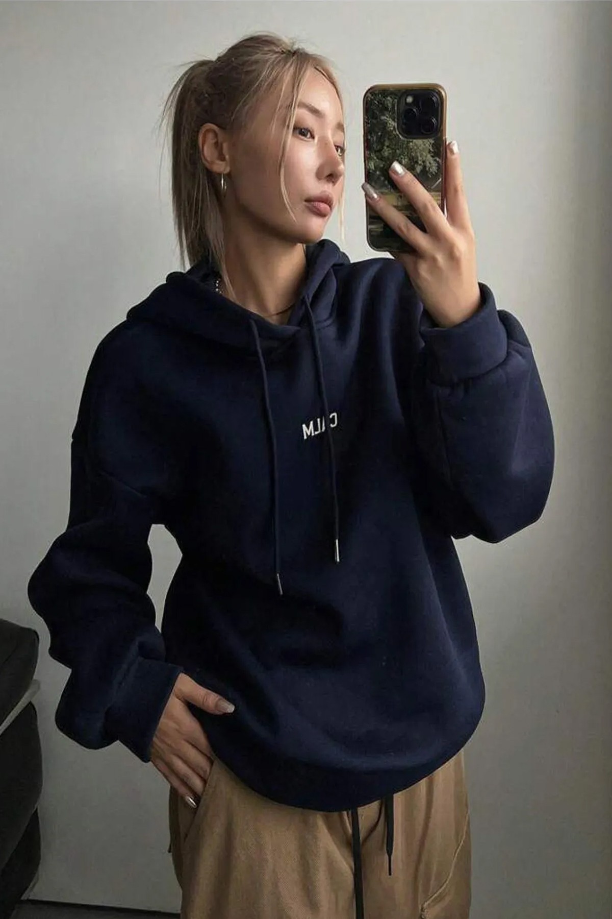 Calm Baskılı Oversize Sweatshirt