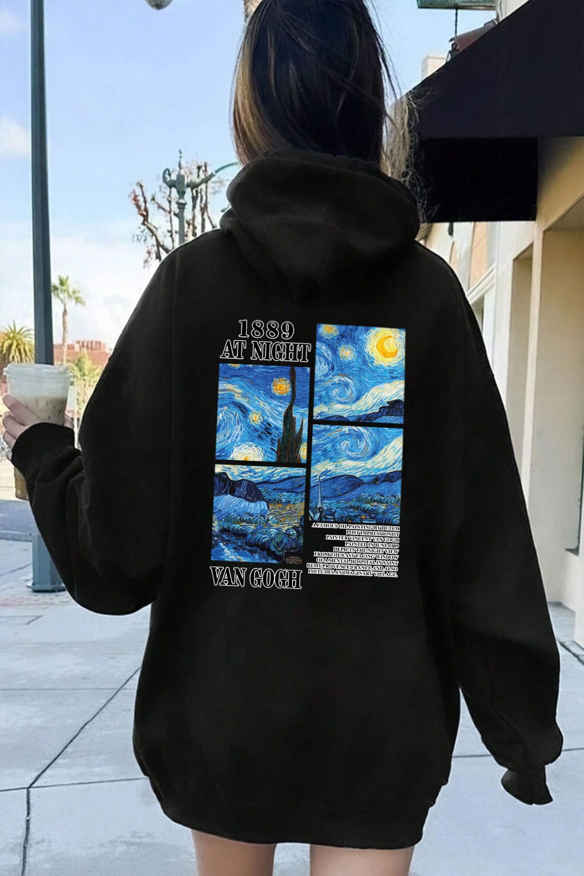 Vangogh Baskılı Oversize Sweatshirt