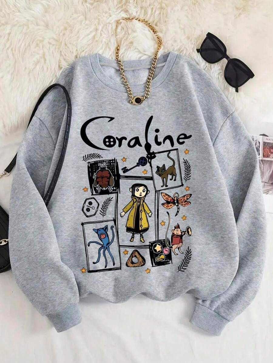 Unisex Caroline Karakter Baskılı Oversize Swweatshirt