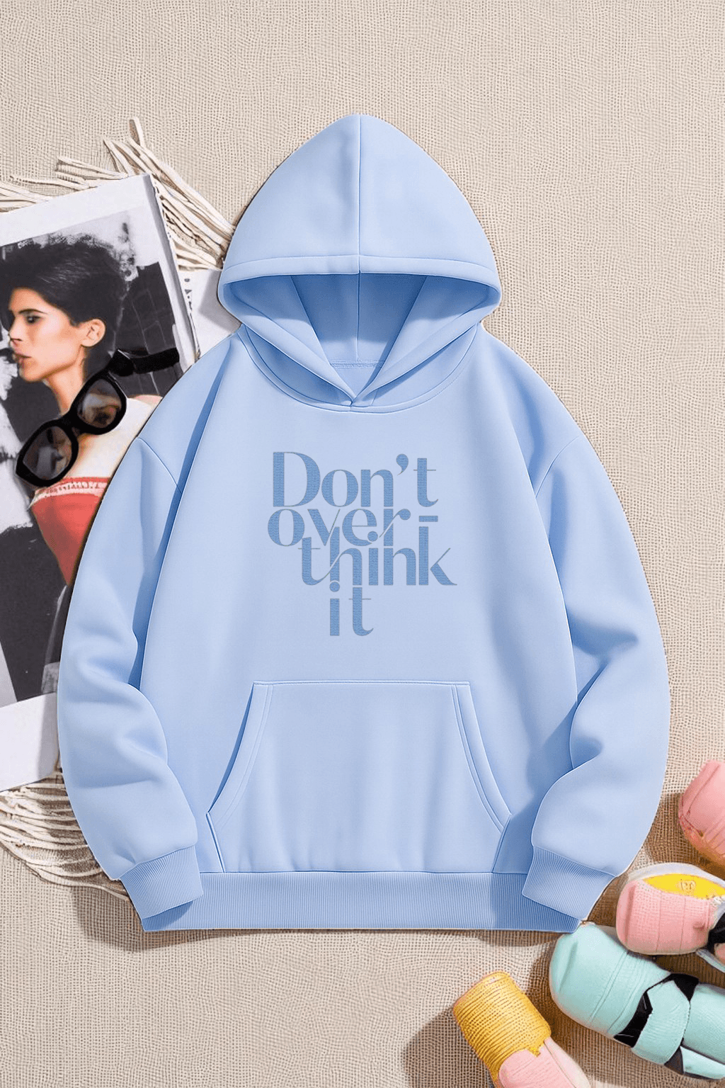 Unisex DONT OVER THINK Tasarım Basklı Sweatshirt